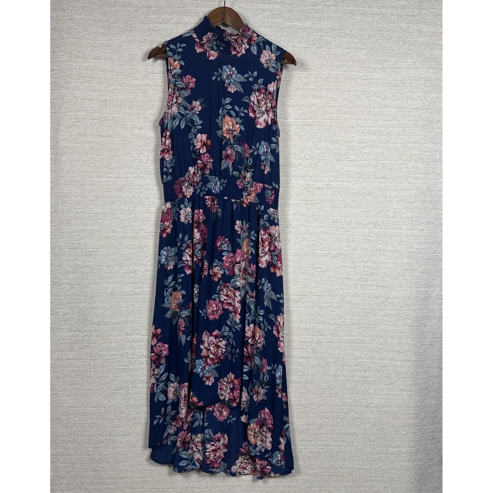 Nanette Lepore Wedding Guest Floral High Low Dress Size 12 Blue Sleeveless